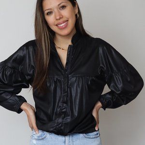 Vintage Black Ballon Sleeve Zip Up
